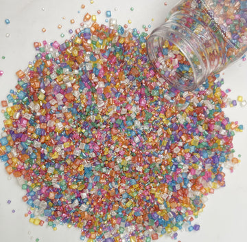 Sentovac Rainbow Diamonds Crystal Sprinkles | Edible Cake Cupcake Sprinkles 1 Bottle 3.53Oz/ 100G | For Wedding Party Baking Cup