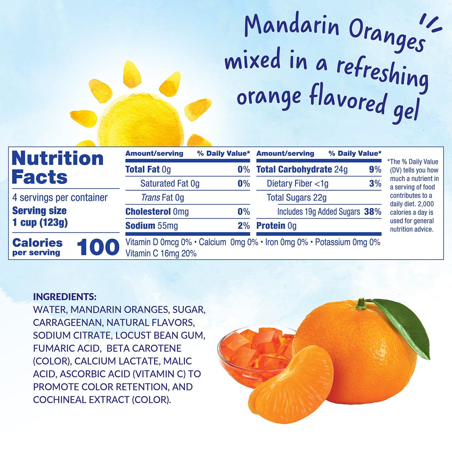 Dole Fruit Bowls Mandarins In Orange Flavored Gel Snacks, 4.3Oz 24 Total Cups, Gluten & Dairy Free, Bulk Lunch Snacks For Kids & Adults