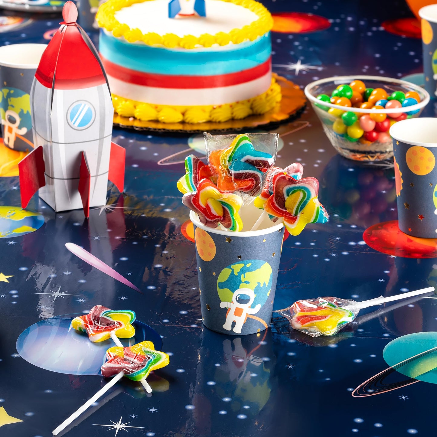 24 Galaxy Star Rainbow Lollipops Individually Wrapped, Bursting With Fruity Flavor, Great Swirl Lollipops For Kids Birthday Part
