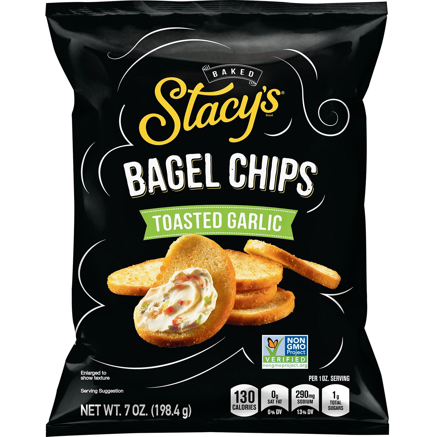 Stacys Toasted Garlic Flavored Bagel Chips, 7 Ounce (Pack of 12)