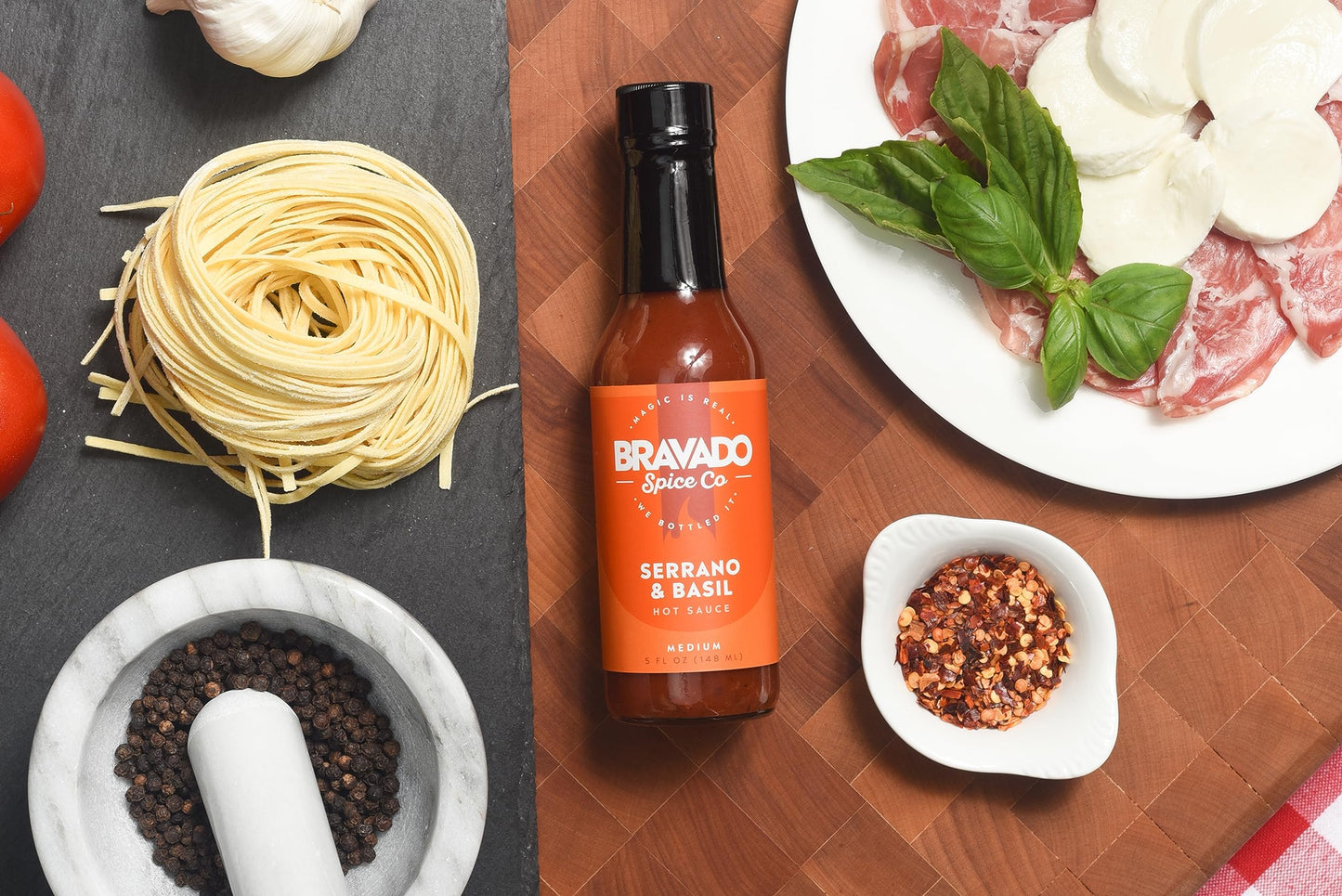 Bravado Spice Serrano and Basil Hot Sauce, Gluten Free, Vegan, Low Carb, 5 Fl Oz