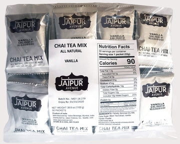 Jaipur Avenue Vanilla Chai Tea Mix Crafted with All-Natural Assam Black Tea, Vanilla, Cane Sugar, and Premium Dry Milk - Preserv