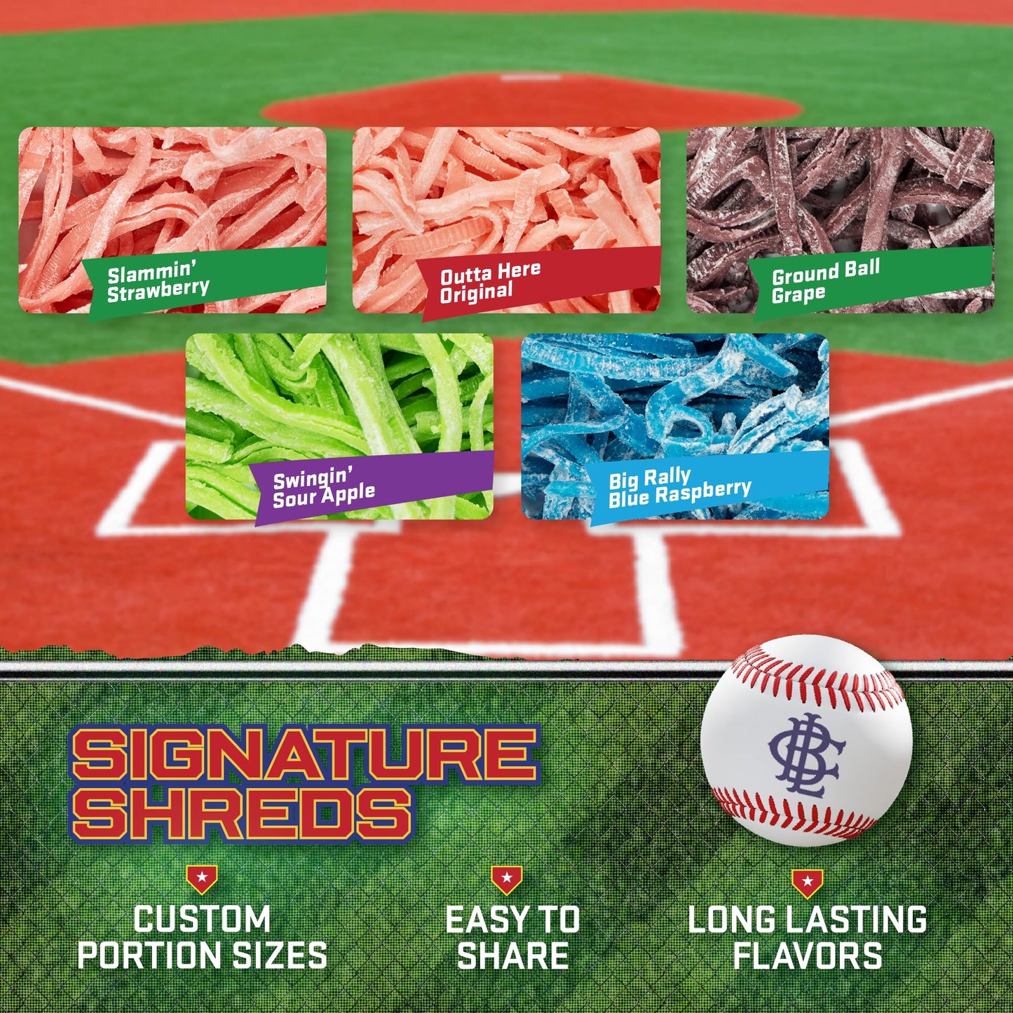 Big League Chew Bulk Baseball Gum Variety Pack - 5 Flavors, 2.12oz Pack, Multi-colored
