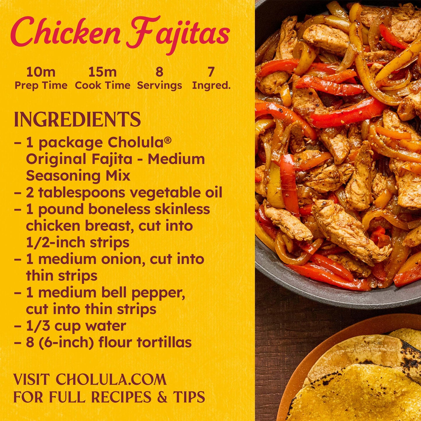 Cholula Seasoning Mix  Original Fajita  Medium Heat  For Chicken  Steak  Shrimp & Veggie Fajitas  0.87 oz (Pack of 12)