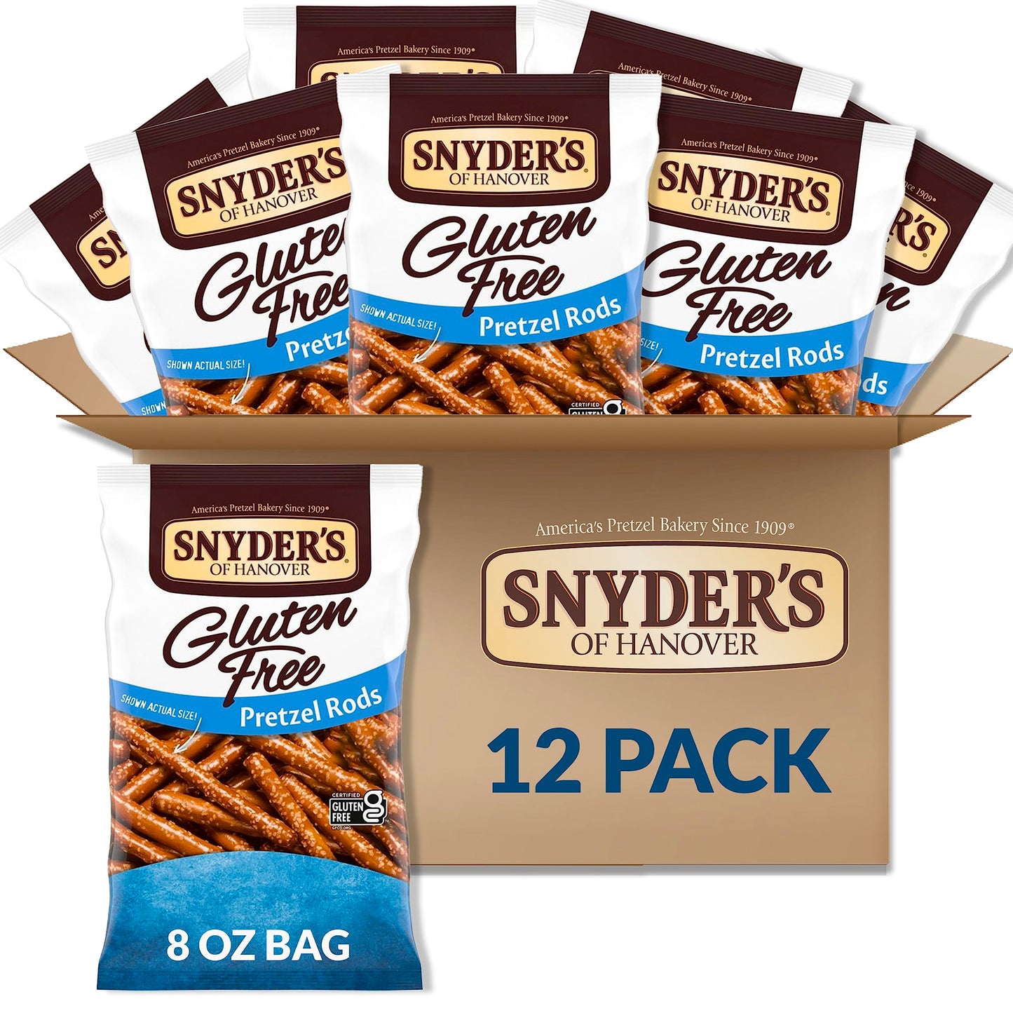 Snyders of Hanover Gluten Free Pretzels, Rods, 8 Oz, Pack of 12