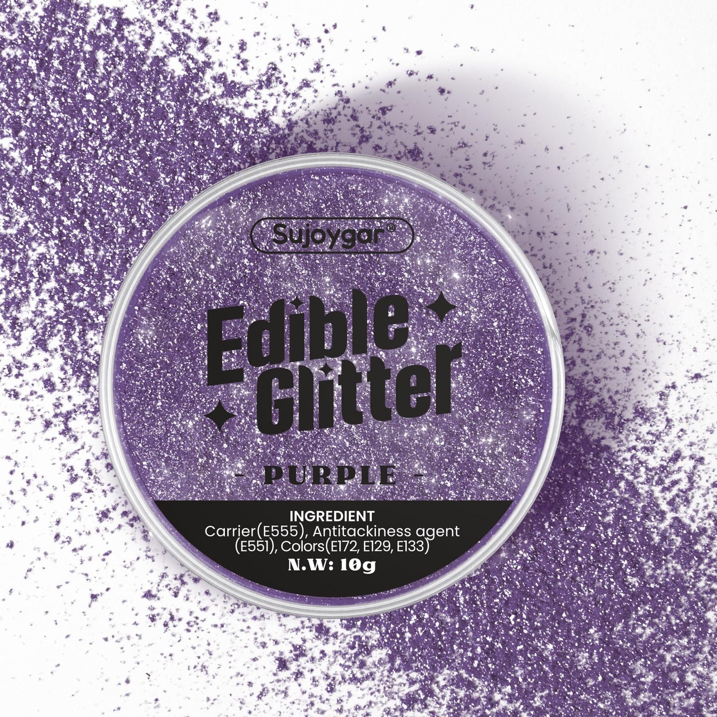 (10g) Elegant Purple Edible Glitter for Cocktails, Drinks, Cakes - 100% Food Safe Edible Drink Glitter Cake Dust Bulk - Easter H