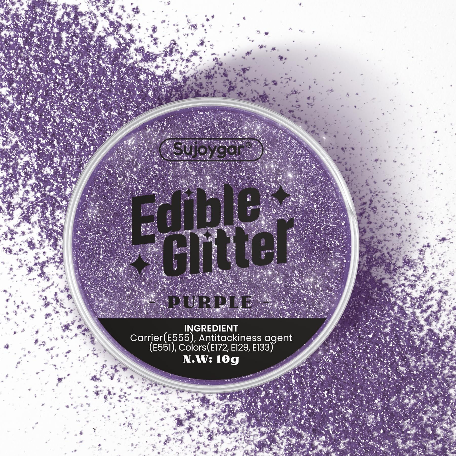 (10g) Elegant Purple Edible Glitter for Cocktails, Drinks, Cakes - 100% Food Safe Edible Drink Glitter Cake Dust Bulk - Easter H