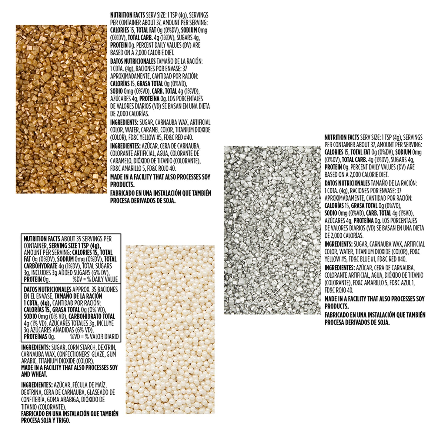 Wilton Gold, Silver and White Cupcake Sprinkles Set, 6-Piece