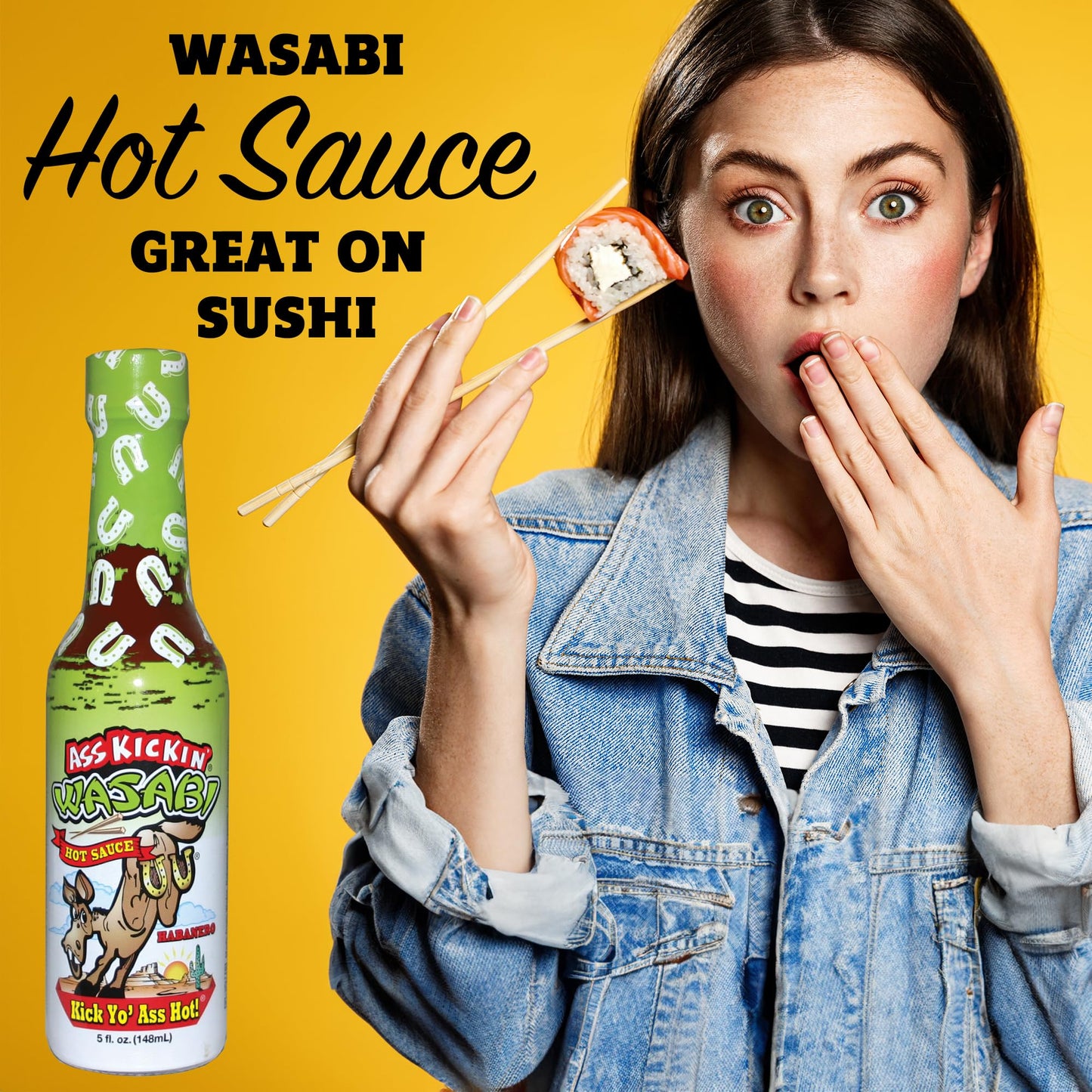 Kickin' Wasabi Sauce With Horseradish Hot Sauce With Habanero - Try If You Dare - Perfect Gourmet Gift For The Real Wasabi Horse