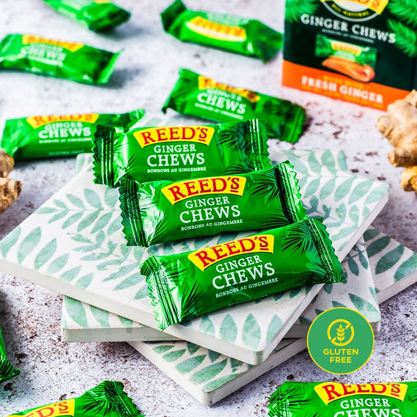 Reed'S All Natural Ginger Chews Chewy Ginger Candy - Sweet & Spicy Individually Wrapped Candy For Snacking, Upset Stomach & Morn