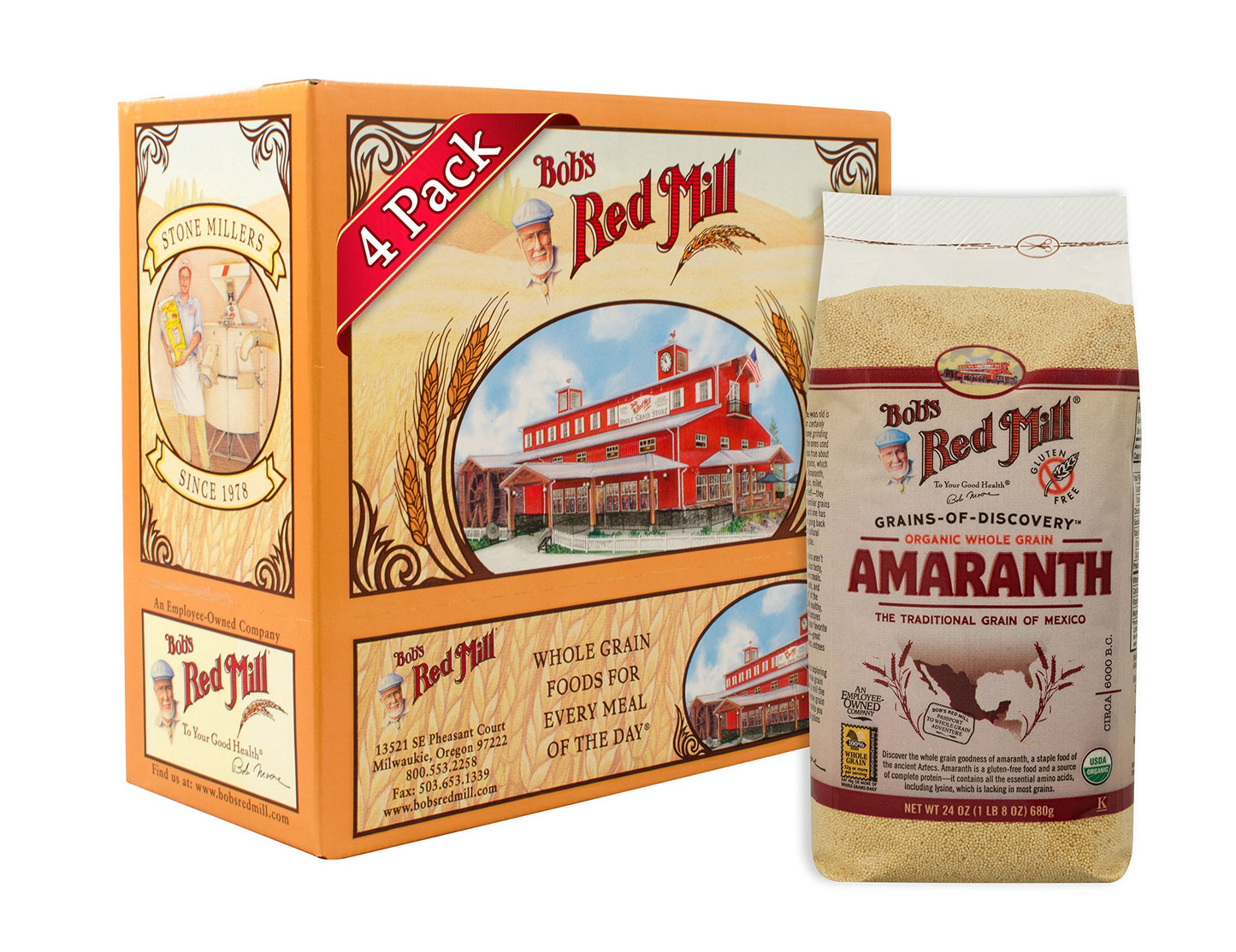 Bob'S Red Mill Organic Whole Grain Amaranth, 24 Oz (4 Pack)