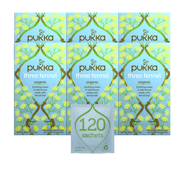 Pukka Three Fennel, Organic Herbal Tea (6 Pack, 120 Tea Bags)