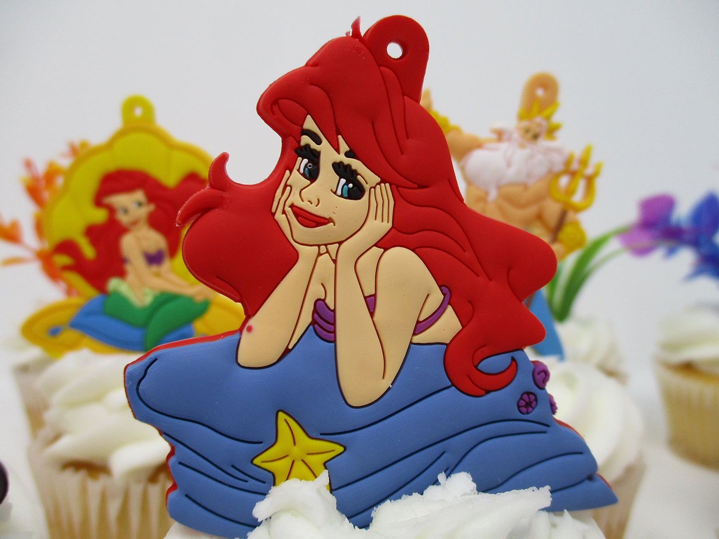 Little Mermaid Birthday Cake Cupcake Topper Set Featuring Characters From Little Mermaid And Themed Decorative Accessories