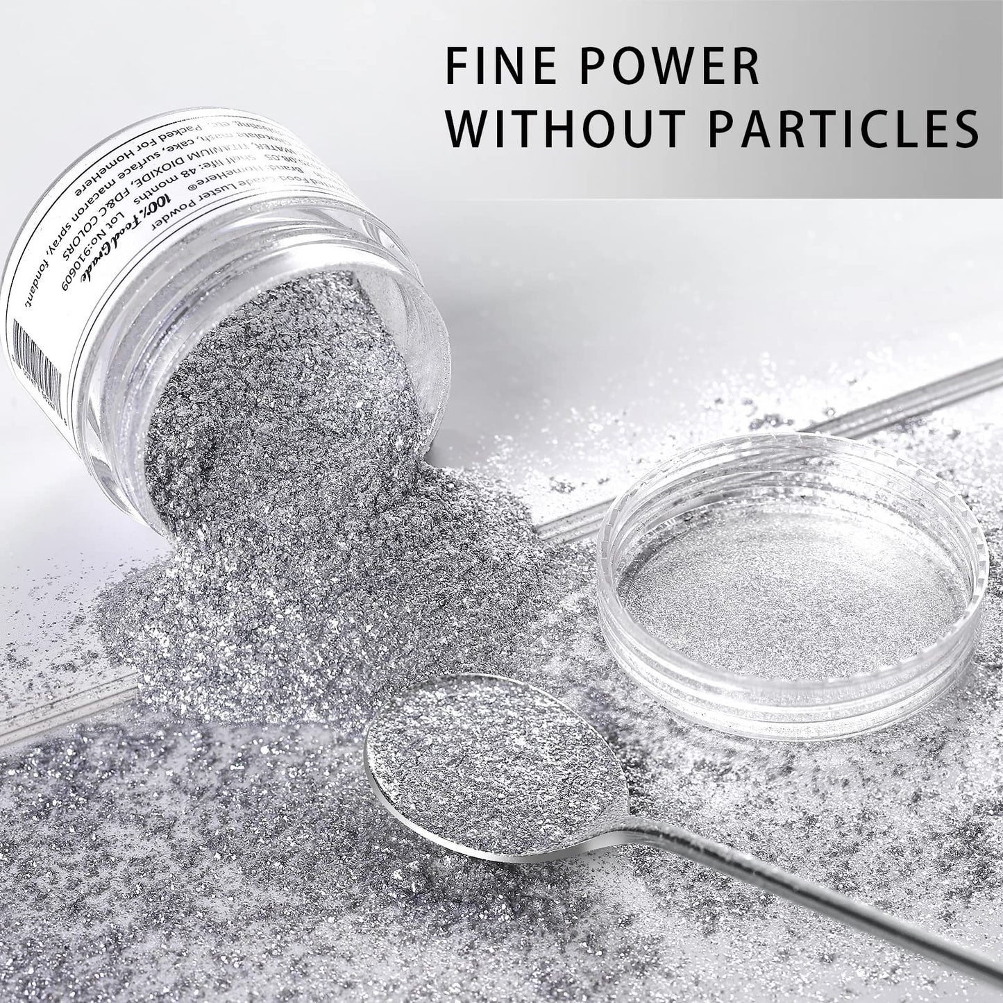 HomeHere Edible Luster Dust Glitter for Cake Decorating, 7g, Silvery Diamond