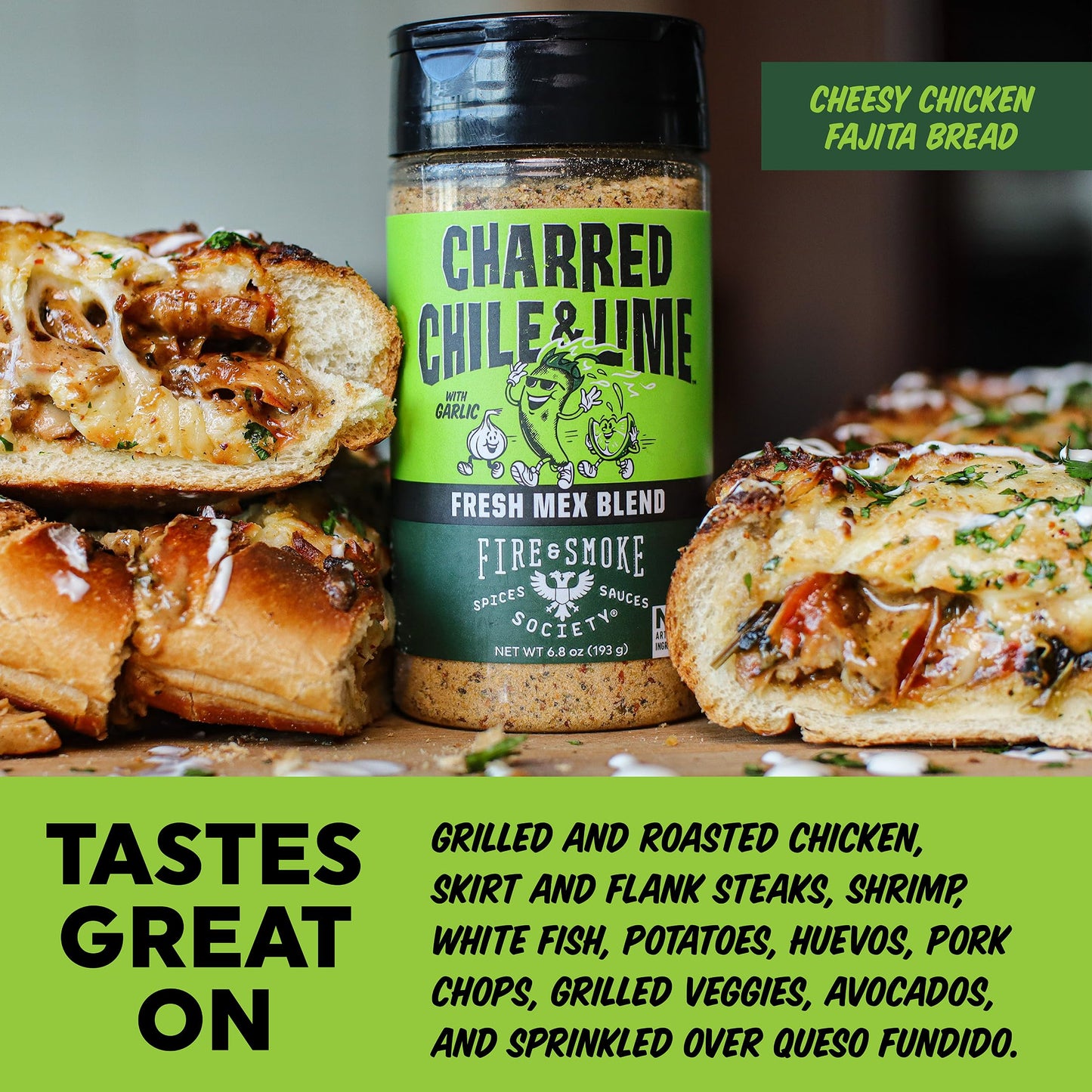 Fire & Smoke Society Charred Chile & Lime Mexican Seasoning | Jalapeno Peppers, Garlic, Salt and Lime | Grilled Chicken, Fish, F