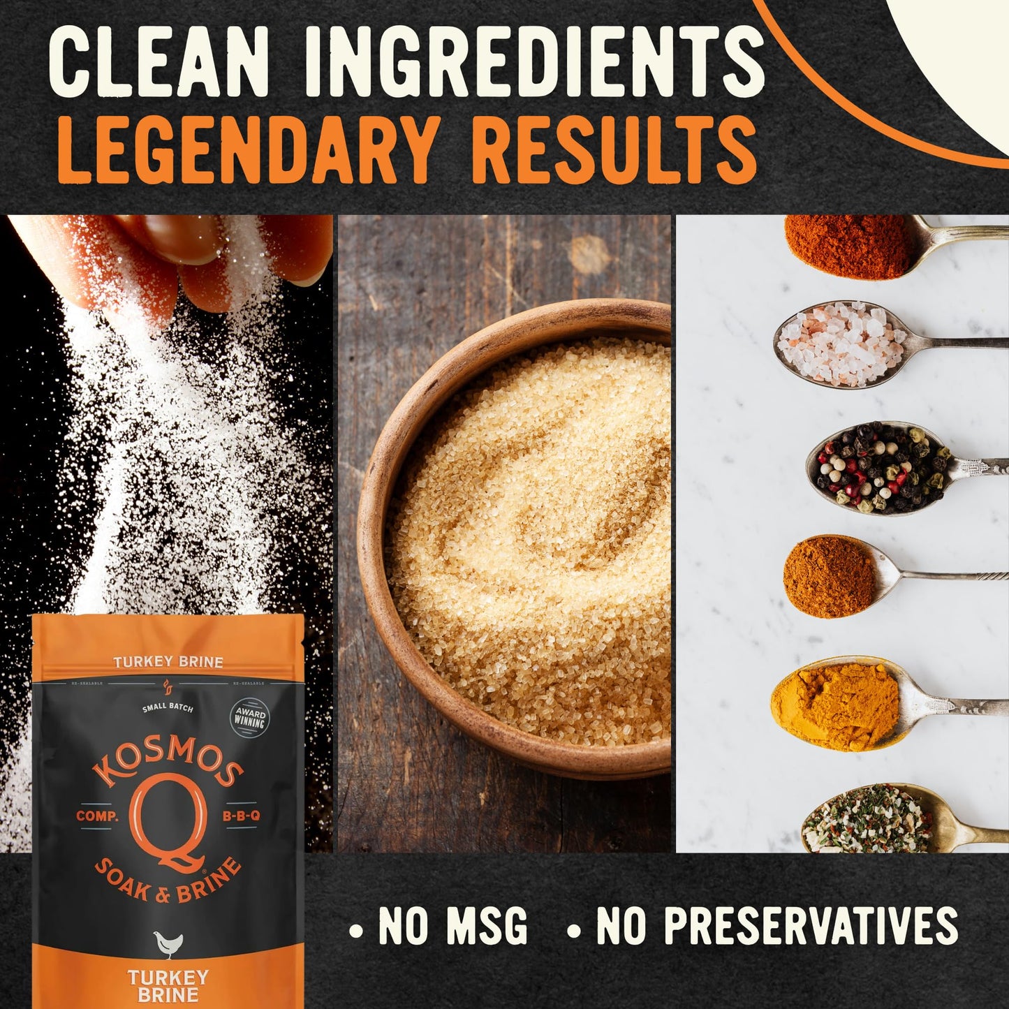 Kosmos Q Turkey Brine Soak, Brown Sugar & Worcestershire, 16 Oz Bag, Easy Use for Juicy Flavor, Model SUVELAM