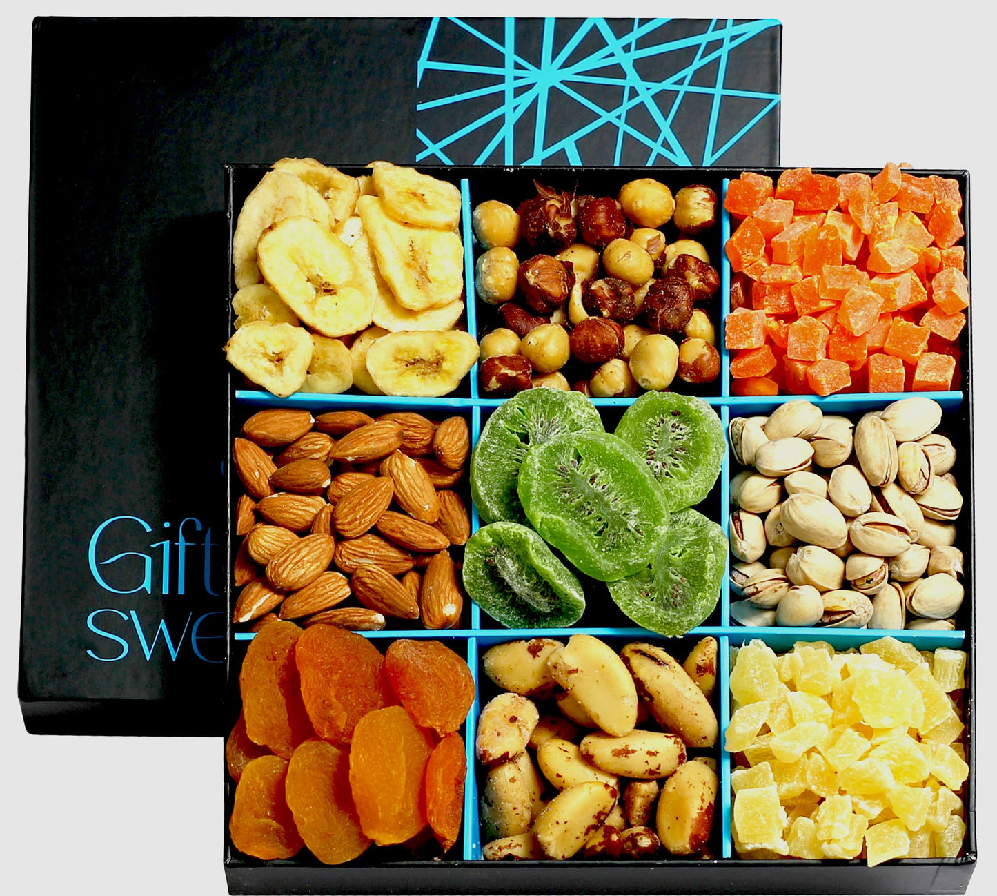 Dried Fruit And Nuts Gift Box - Gourmet Fruit And Nut Gift Basket - Healthy Food Gifts Tray For Men/Women - Birthday, Anniveraty