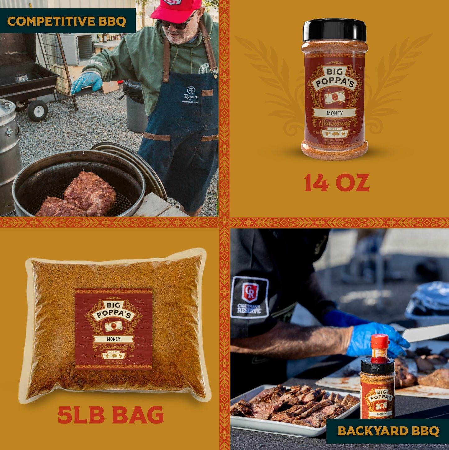 Big Poppa Smokers BBQ Rub – Gluten-Free Seasoning Blend for Meat – 5 lb Bag – Model 121BPS