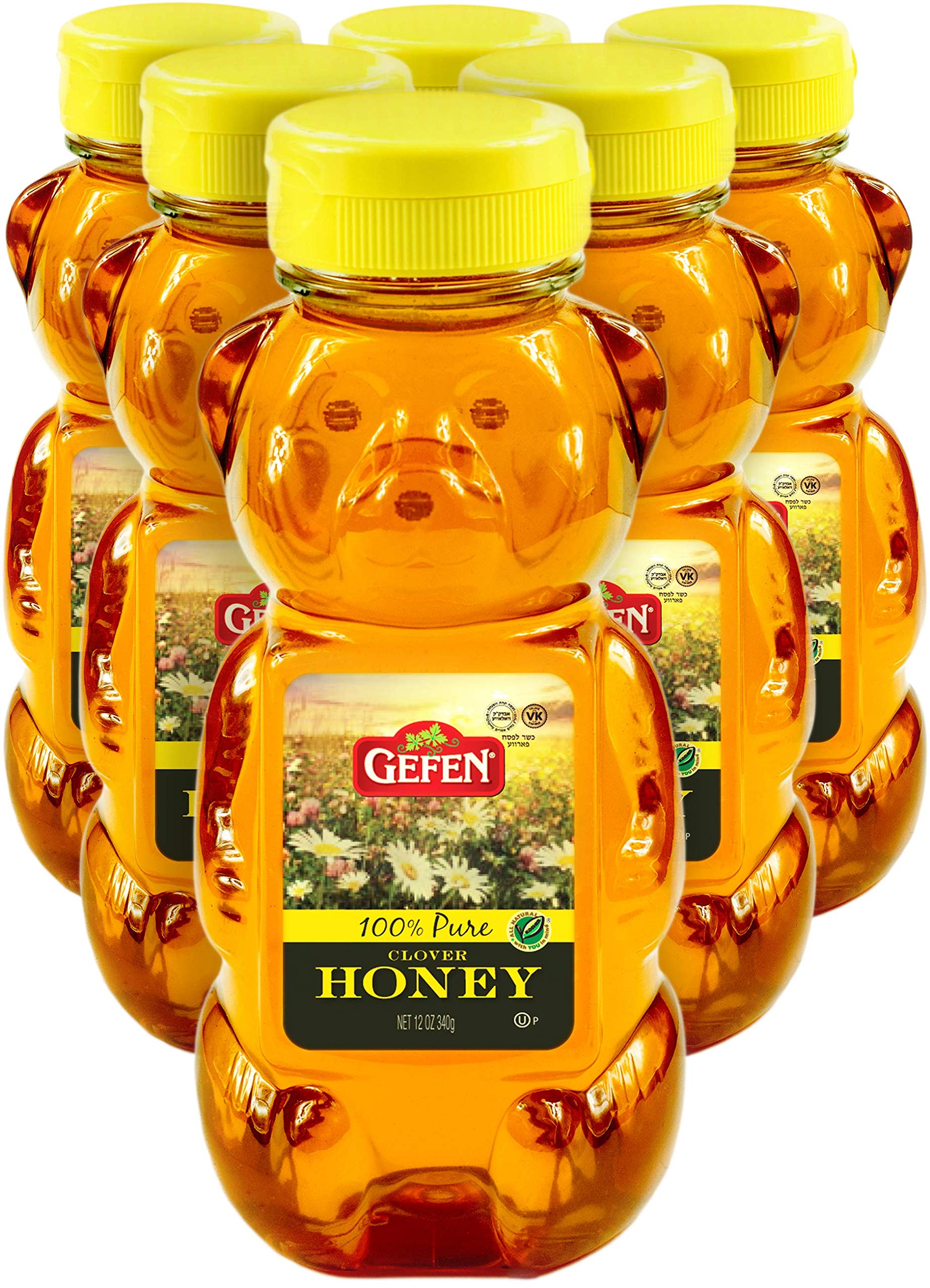 Gefen Us Grade A Honey Bears, 12Oz (6 Pack) 100% Clover Honey, No Fillers, Gluten Free