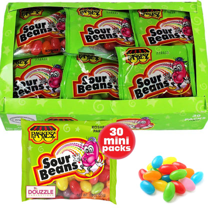 DOUzzle Back To School Sour Jelly Beans Chewy Candies, Mini Packs (30 Count, 1 Pack) Individually Wrapped, Party Favor, Goodie B