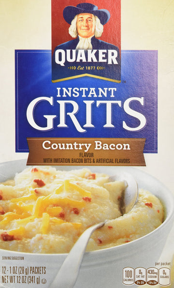 Quaker Instant Grits, Country Bacon Flavor, 12 Count Pack