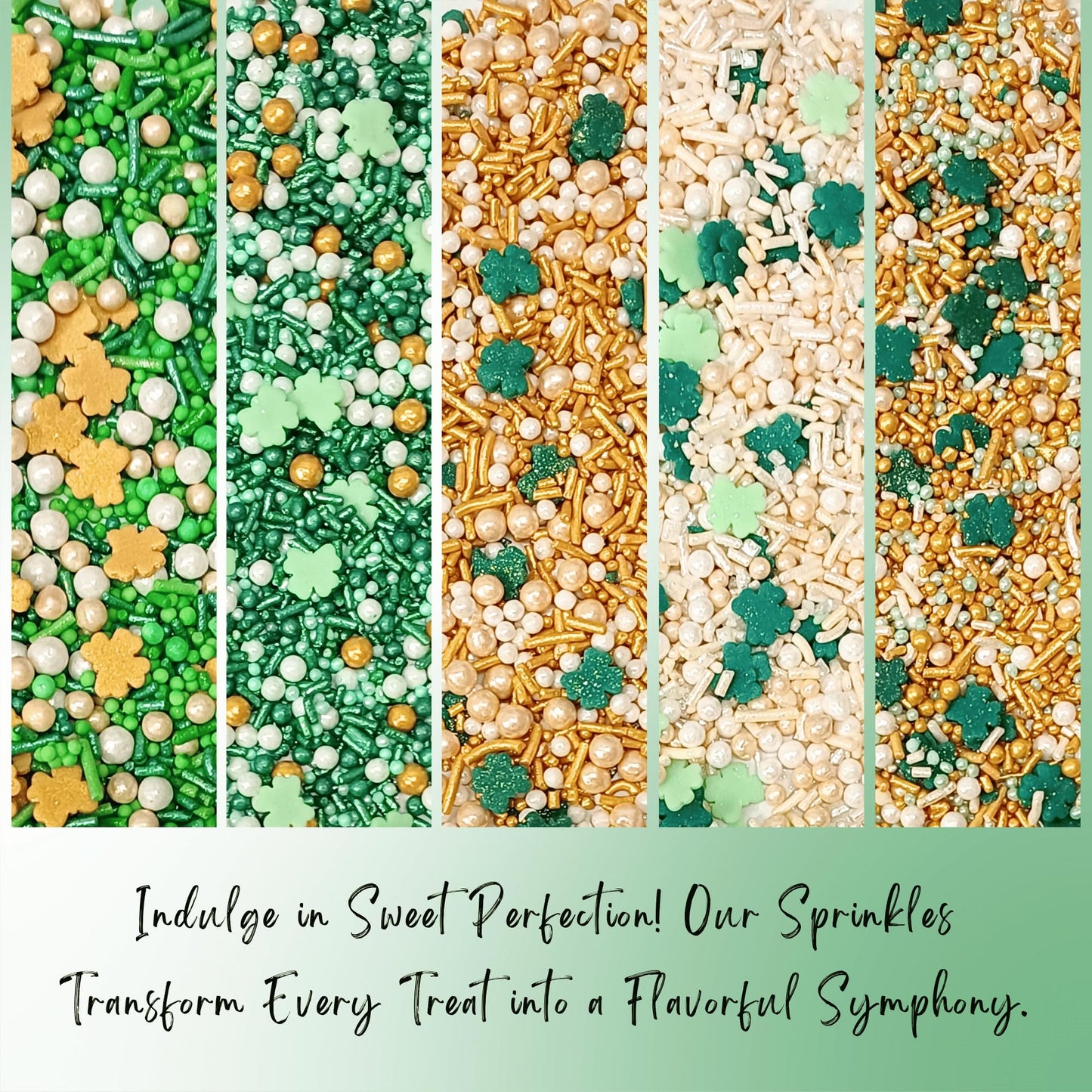 Confect St. Patricks Green, Gold & White Sprinkles Mix | Edible Sprinkles For Baking & Cake Decorative | Birthday & Celebration
