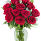 KaBloom Fresh Red Roses Bouquet - 12 Long-Stem Roses with Vase, Gift for Birthday, Valentine’s Day, Mother’s Day, Model KADF2615-V118-A999