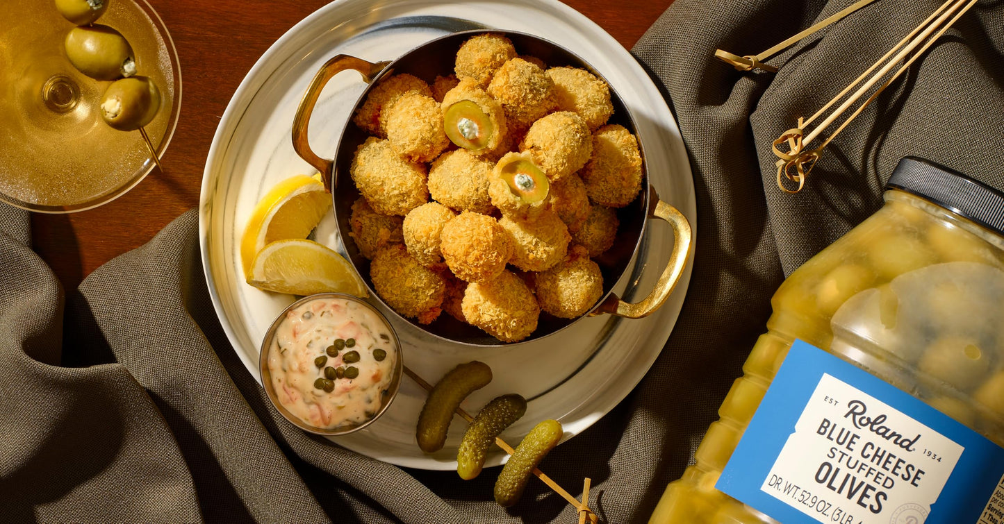 Roland Foods Blue Cheese Stuffed Olives  Specialty Imported Food  52.9 Ounce Jar  Pack of 1