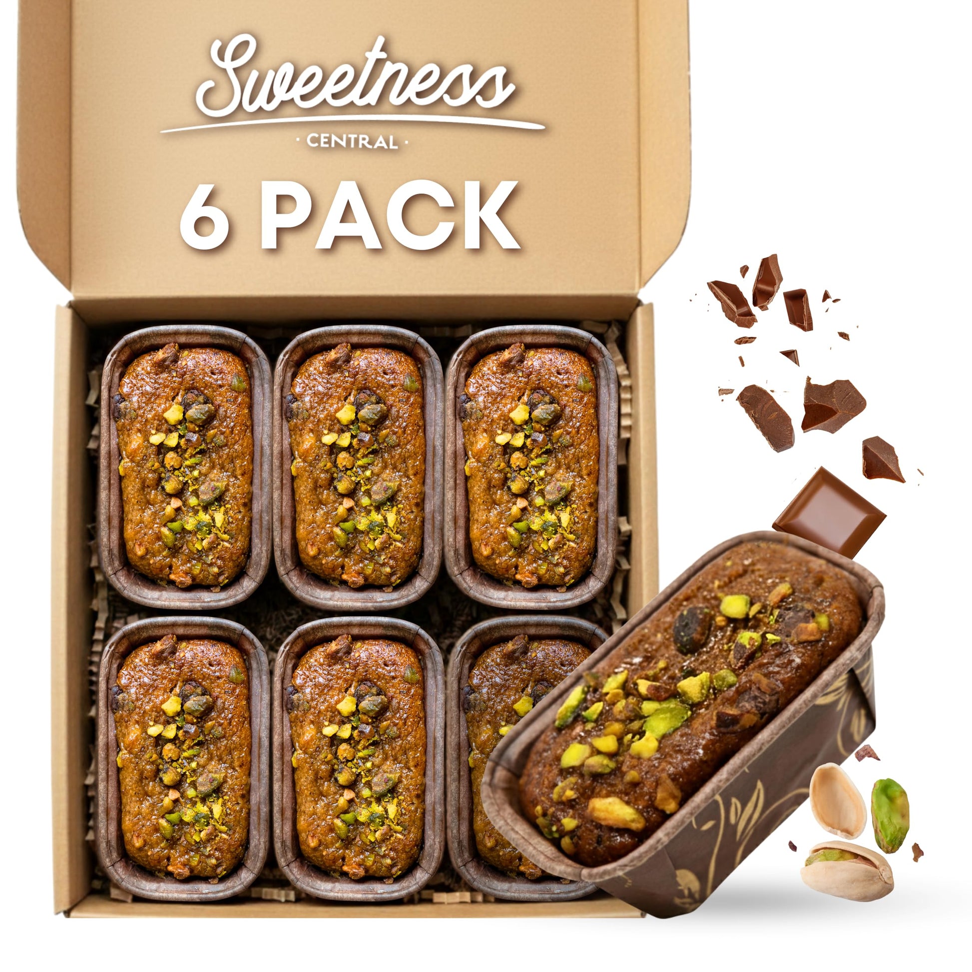 Gourmet Dubai Chocolate Chip Banana Bread By Sweetness Central  6 Mini Loaves  Individually Wrapped  Pistachio Cream & Kataifi Pastry Crunch  Dubai Chocolate Filling
