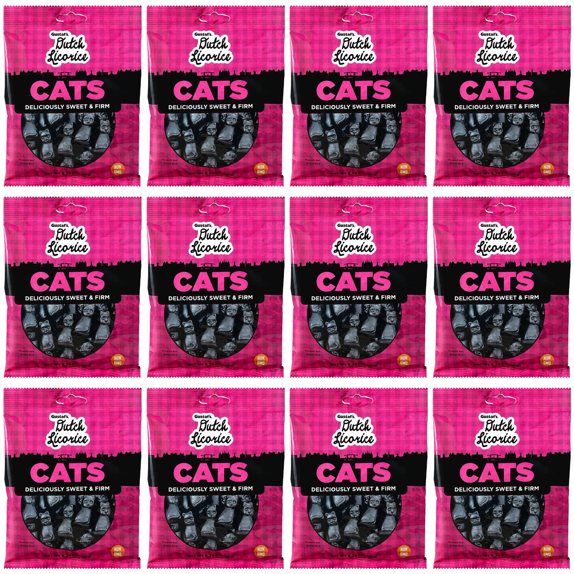 Gustafs Dutch Licorice Cats - Sweet Black Licorice Treats - 5.2oz Bags - 12 Pack - Black - Model 86232319332