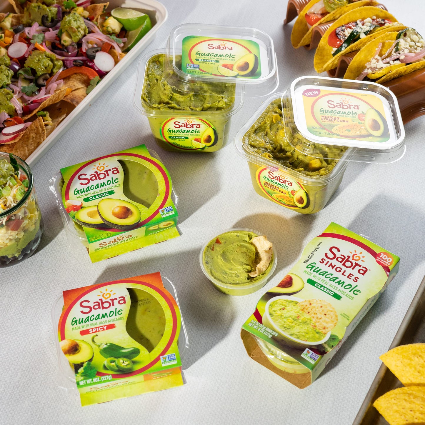 Sabra Spicy Guacamole Dip Cups for On the Go Snacks & Lunches, 2 Oz Singles (Pack of 4) - Made with Real Hass Avocado - Non-GMO,