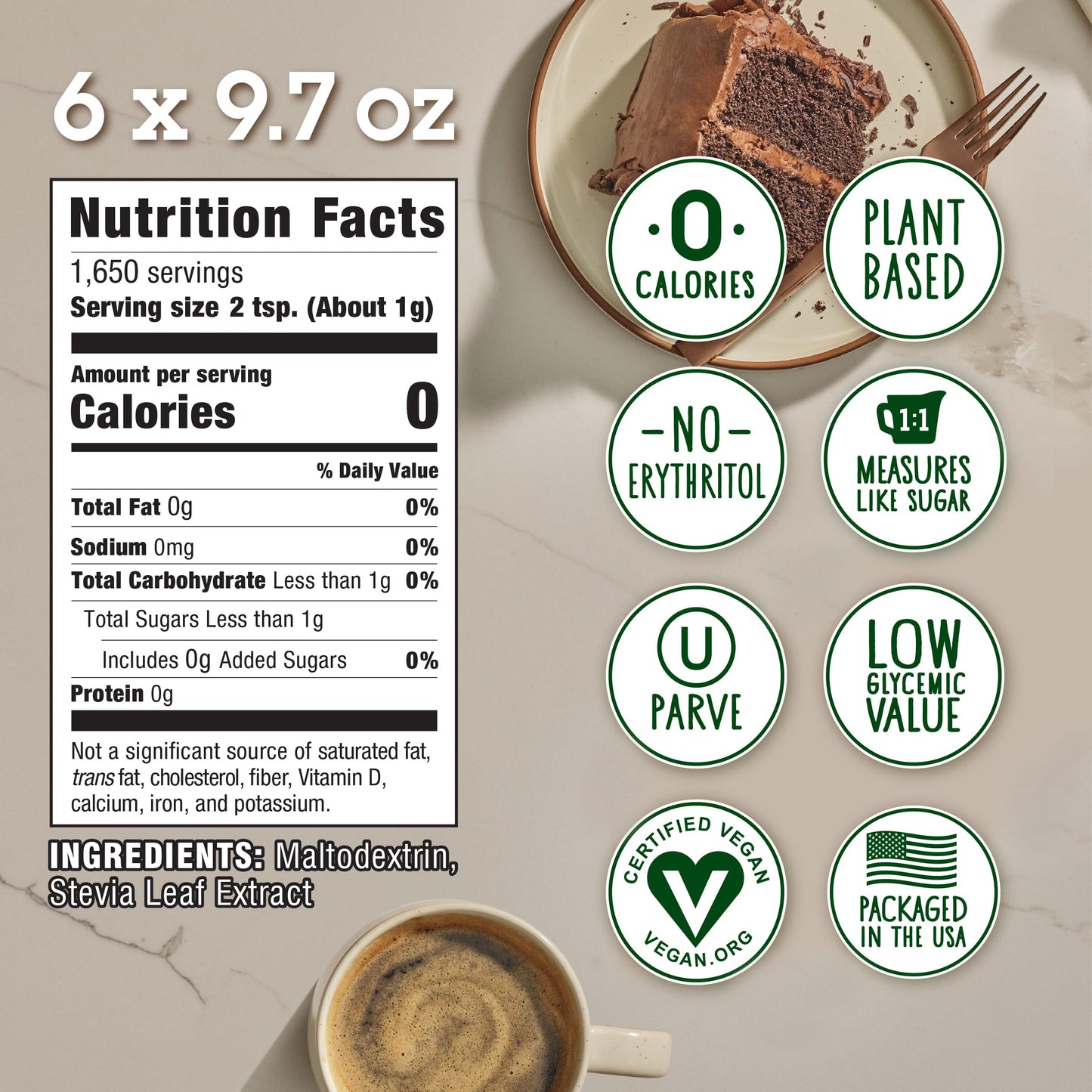 Stevia In The Raw Stevia Sweetener Baker s Bag, 9.7 oz., Zero Calorie Stevia Sugar Substitute, No Erythritol or Artificial Flav