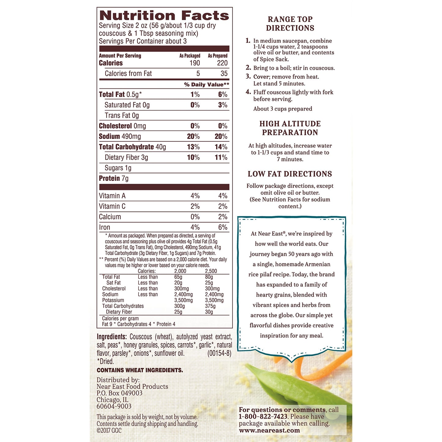 Near East Couscous Mix, Mediterranean Curry, 5.7Oz Box