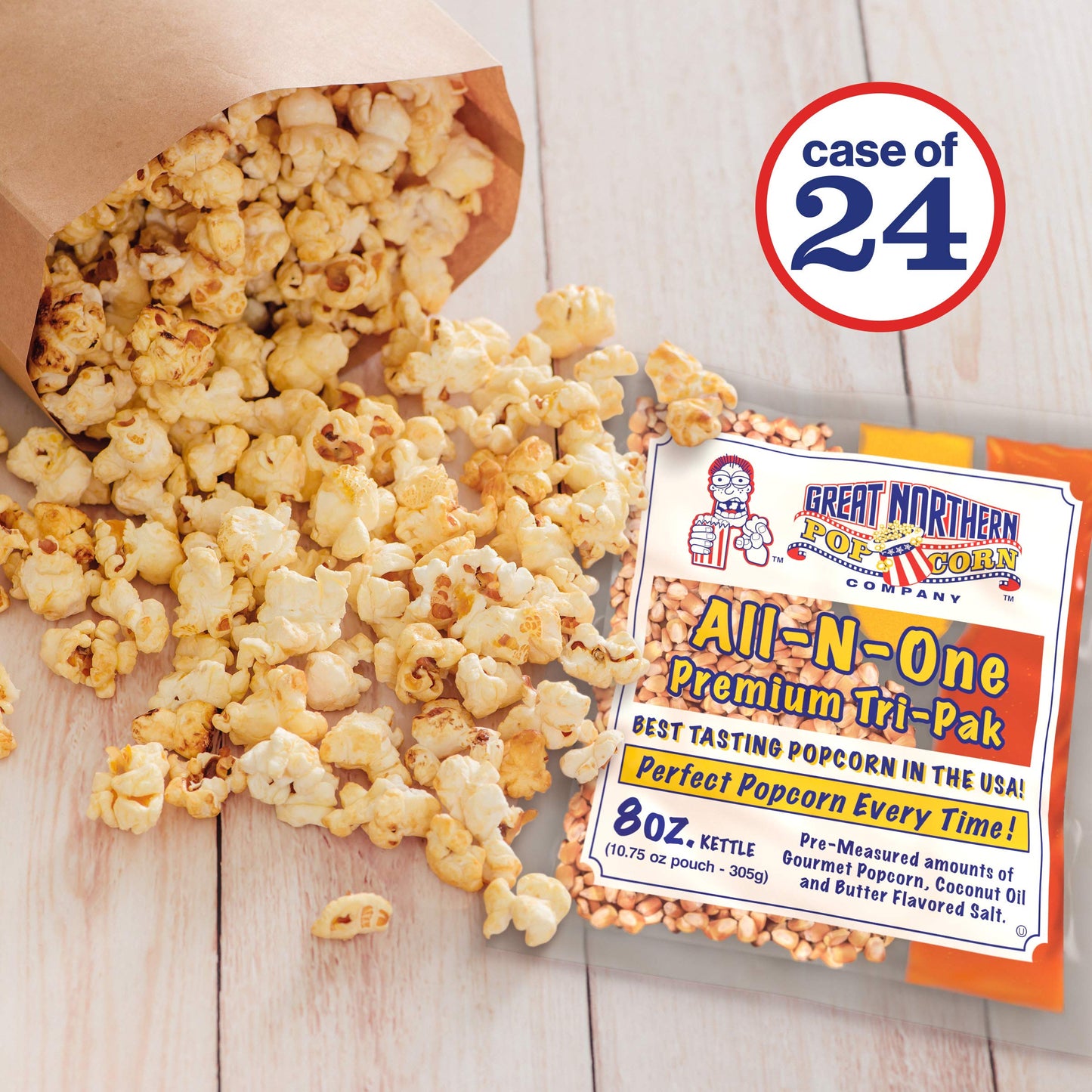 8 Oz Popcorn Packs - Pre-Measured, Movie Theater Style, All-In-One Kernel, Salt, Oil Packets For Popcorn Machines By Great North