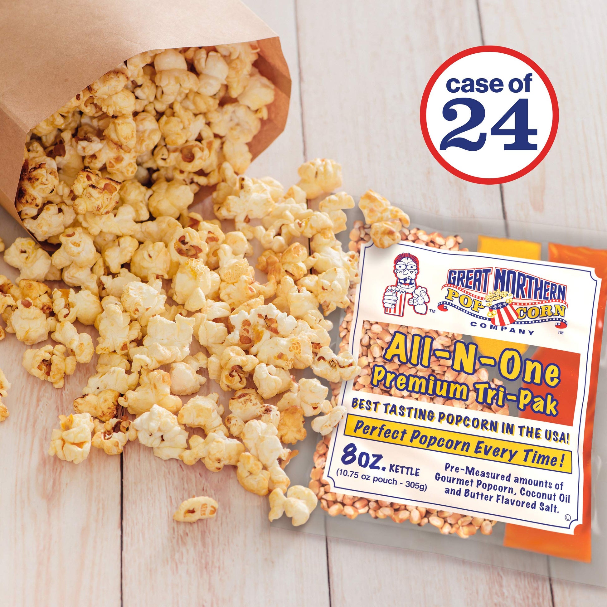 8 Oz Popcorn Packs - Pre-Measured, Movie Theater Style, All-In-One Kernel, Salt, Oil Packets For Popcorn Machines By Great North