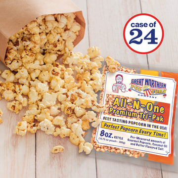 8 Oz Popcorn Packs - Pre-Measured, Movie Theater Style, All-In-One Kernel, Salt, Oil Packets For Popcorn Machines By Great North