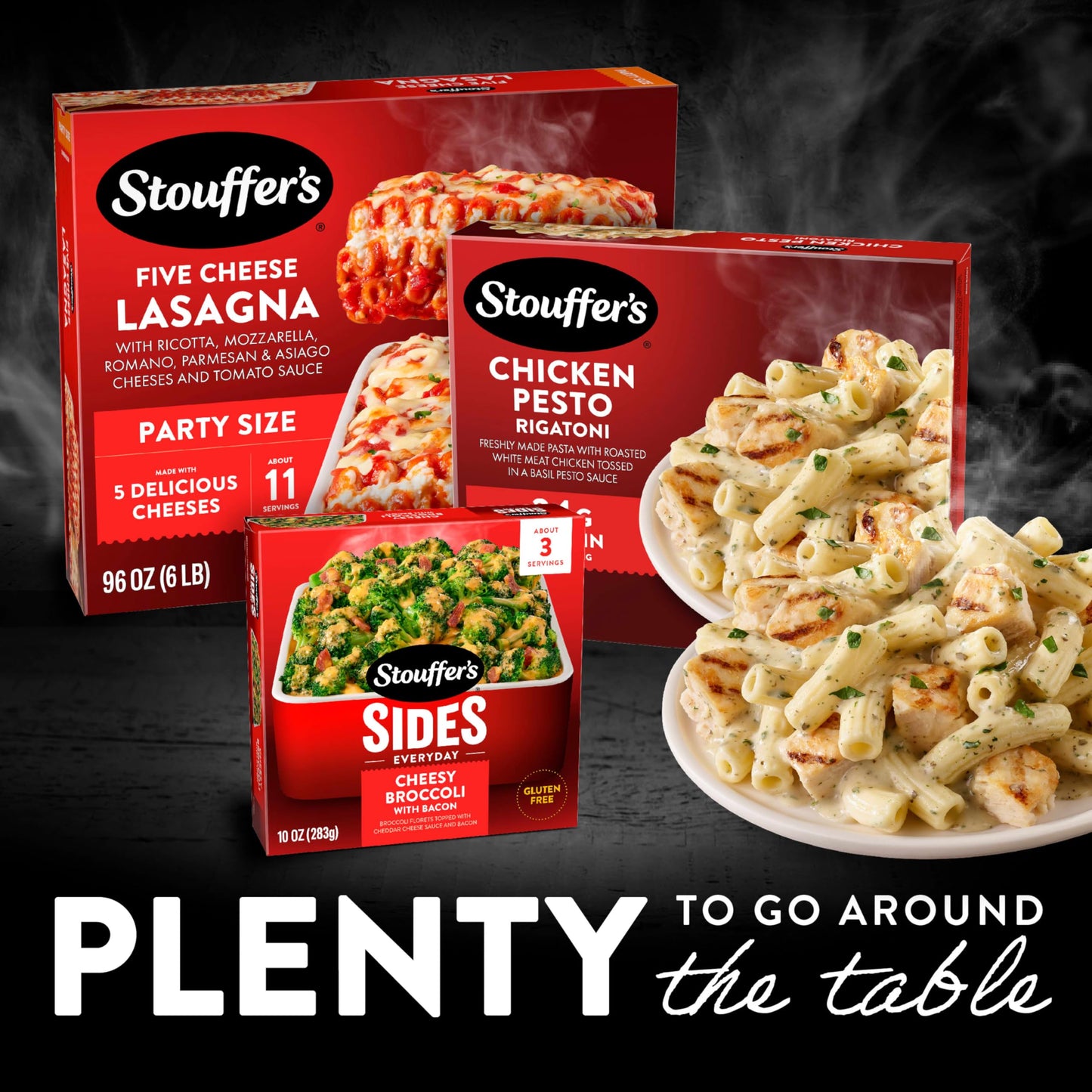 Stouffers Chicken Pesto Rigatoni, Single Serve, Frozen Chicken Pasta, Oven or Microwave Dinners, Single Frozen Meals
