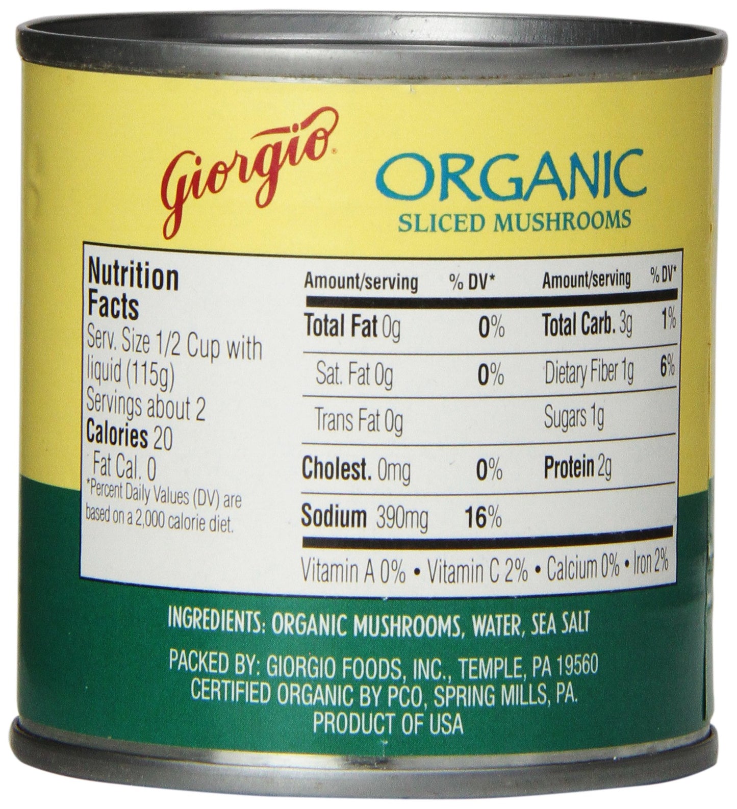 Giorgio Mushrooms, Sliced, Organic, 4-Ounce (Pack of 12)