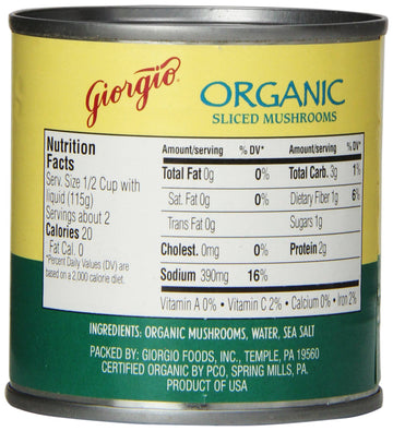 Giorgio Mushrooms, Sliced, Organic, 4-Ounce (Pack of 12)