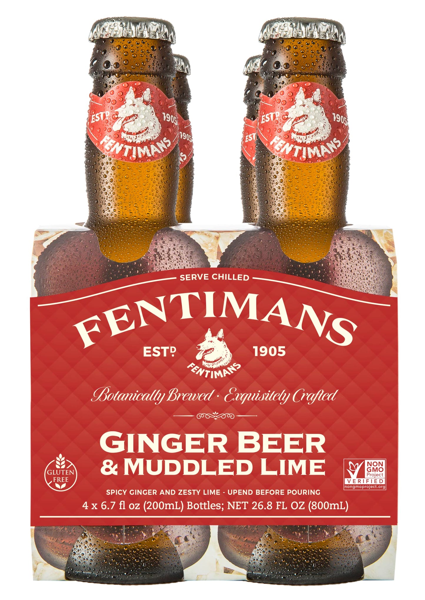 Fentimans Sparkling Ginger Beer Non-Alcoholic Mixer, 6.7 Fl Oz (4 Pack)