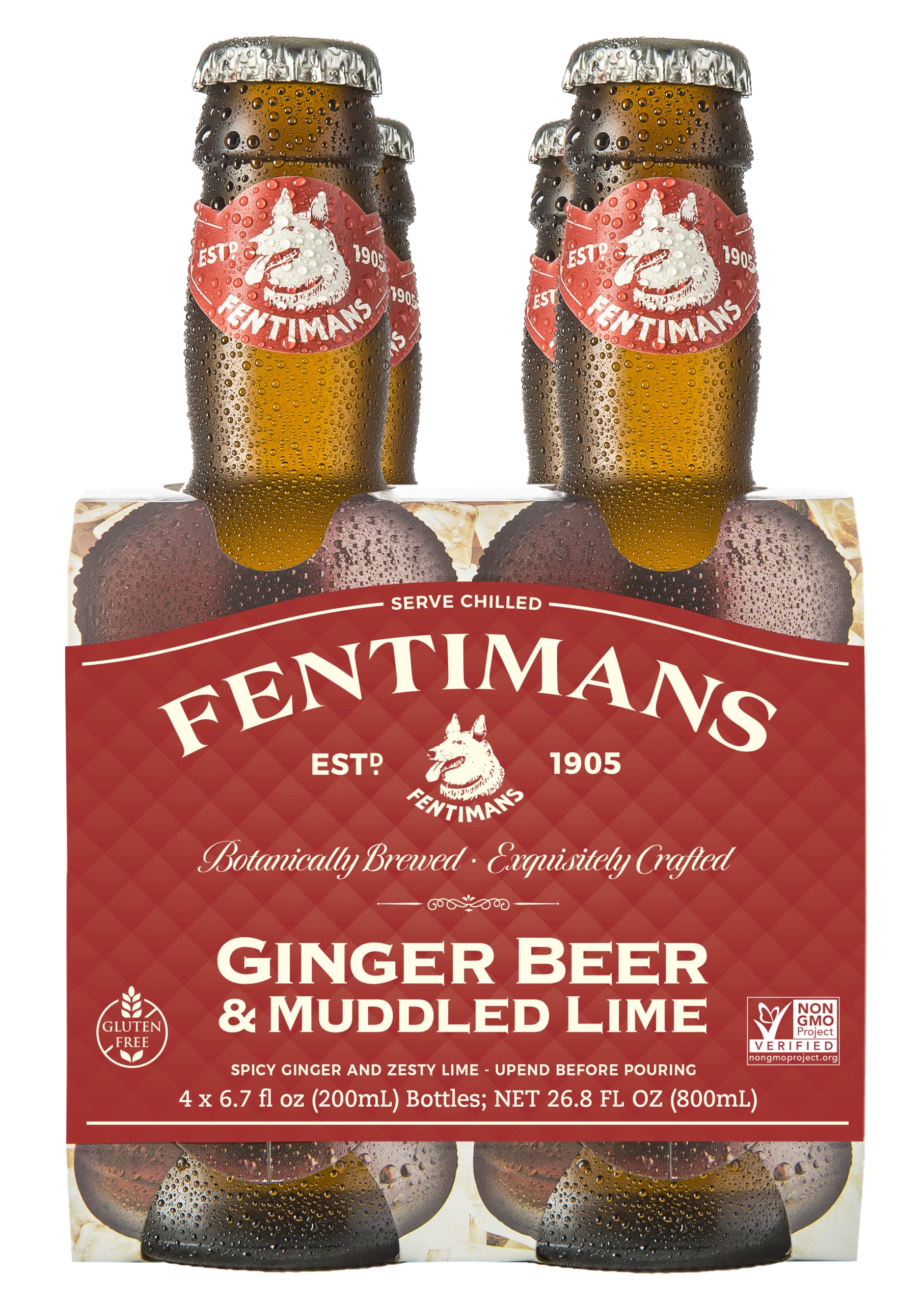 Fentimans Sparkling Ginger Beer Non-Alcoholic Mixer, 6.7 Fl Oz (4 Pack)