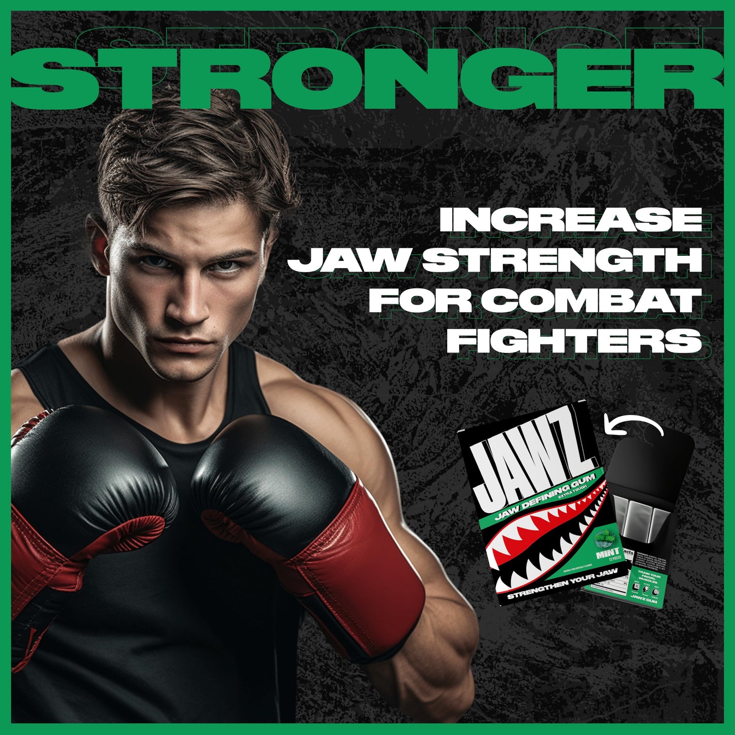 Jawz Gum Jawline Chewing Gum, 4 Pack Box, Mint, Face Slimming And Toning, Sugar Free