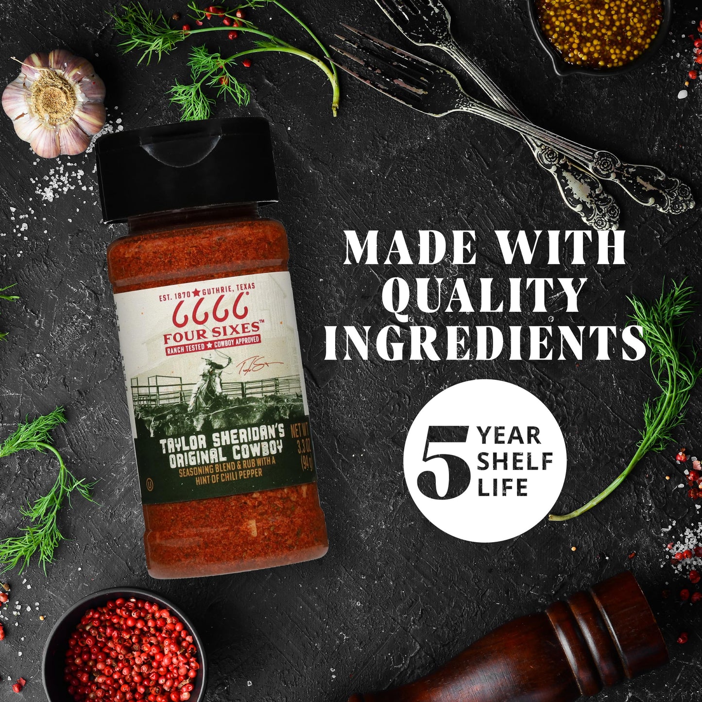FOUR SIXES Cowboy Seasoning Blend and Rub, 3.3 Ounce, Model 1179889