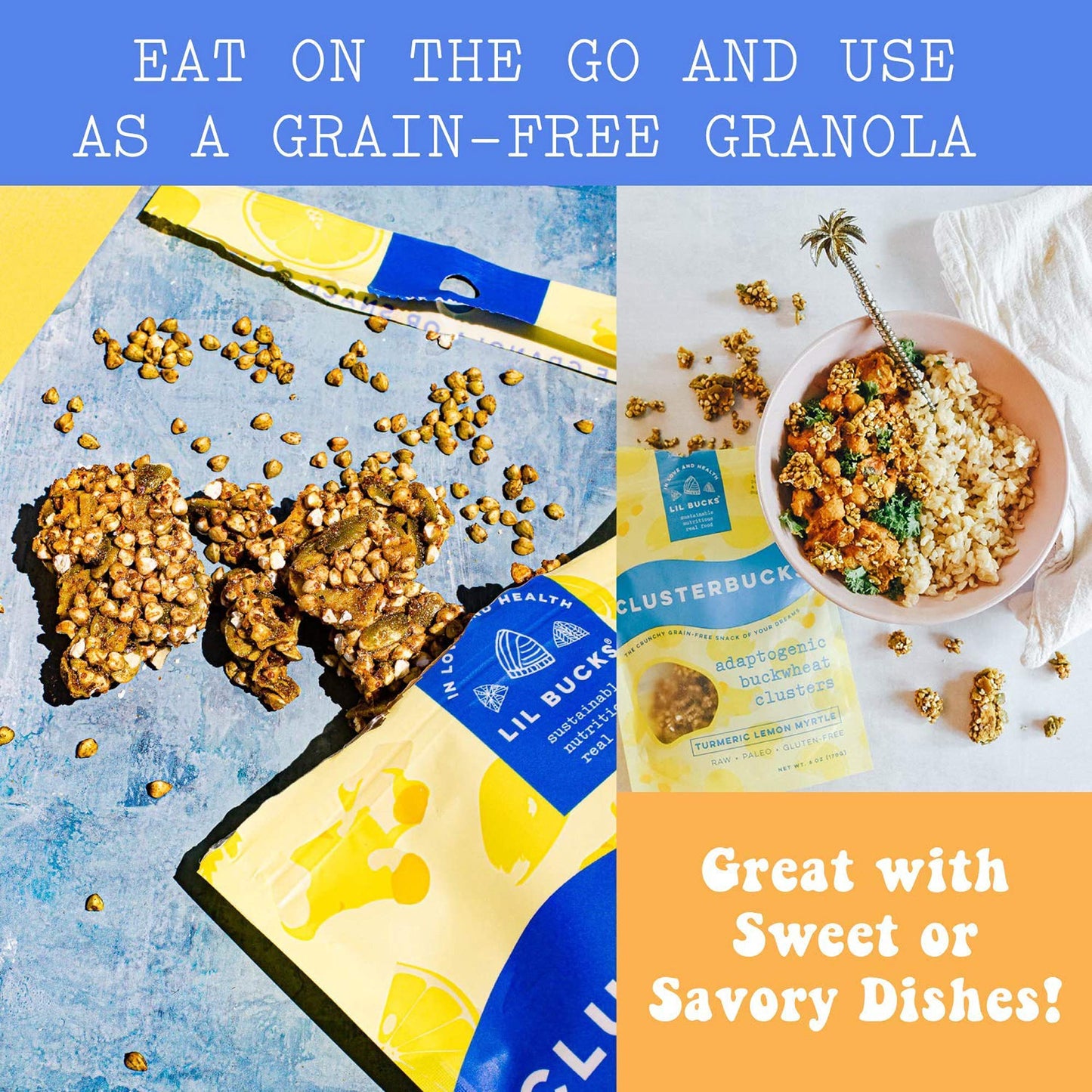 Lil Bucks Clusterbucks Grain-Free Superfood Clusters Made With Sprouted Buckwheat And Adaptogens, Gluten Free Snack (Golden Chai