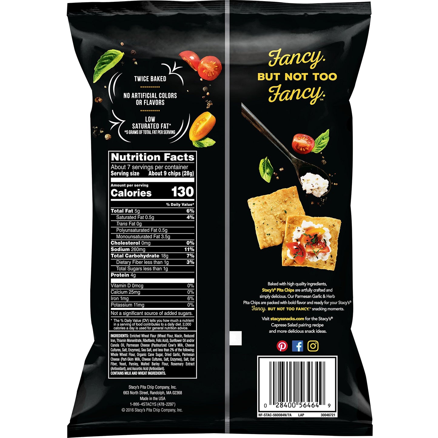 Stacys Parmesan Garlic & Herb Pita Chips, 7.33 Ounce, Pack of 12