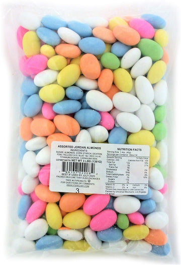 Its Delish Assorted Jordan Almonds, 3 LBS Bulk, Sugared Nut Candies - Vegan & Kosher Wedding Favors, Party Buffet