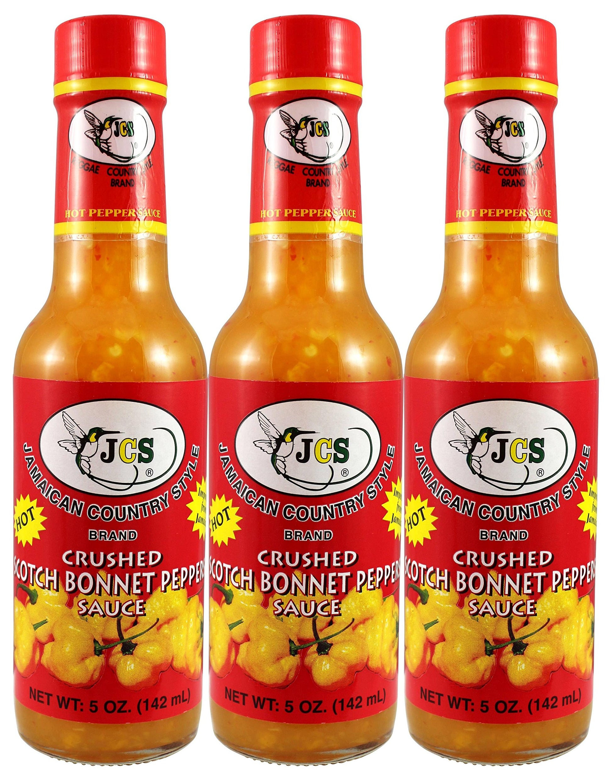 JcS Hot Scotch Bonnet Pepper Sauce (Pack of 3) 5 oz Jars