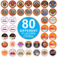 Crazy Cups Flavored Coffee Pods Variety Pack, Assorted Sampler for Keurig, 80 Count