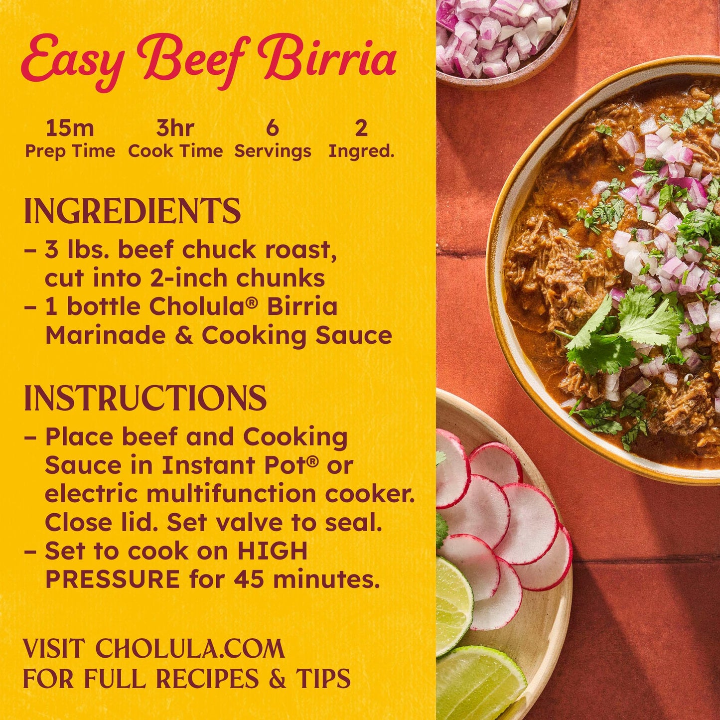 Cholula Cooking & Simmer Sauce, Birria, For Birria Tacos, Slow-Cooked Beef, Stew, Quesadillas and More, 12 fl oz