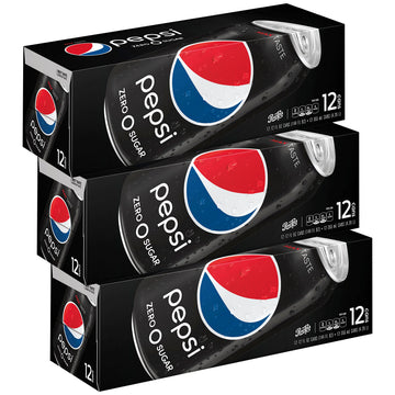 Pepsi Zero Sugar Soda Fridge Pack, 12 fl oz, 36 Cans, Black